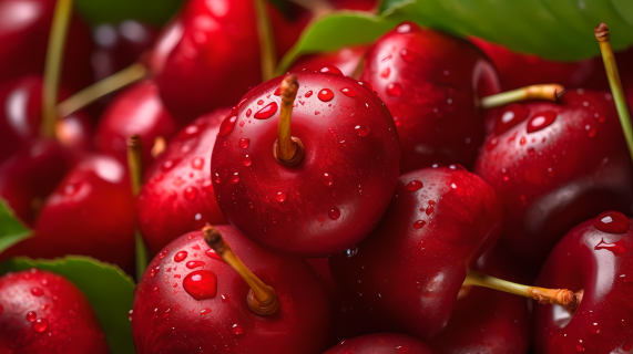 鲜红欲滴充满活力的樱桃皮摄影图