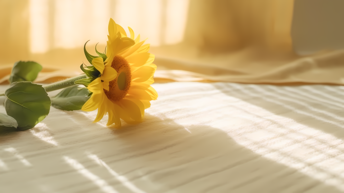 极简织物风格下的向日葵摄影图
