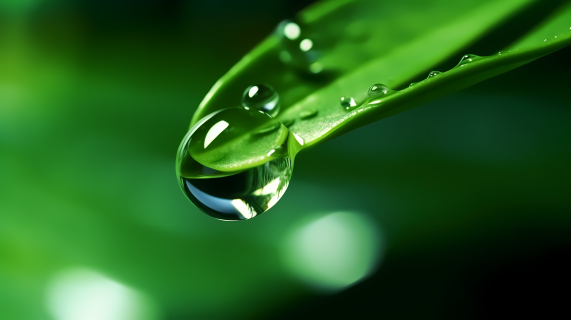 绿叶滴水摄影图