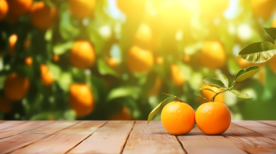 果园阳光下的柑橘木地板摄影图