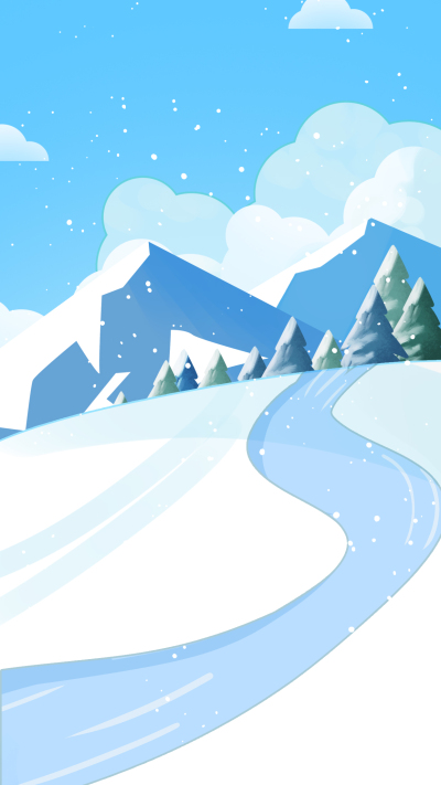 雪山雪松雪地下雪花冬天小河滑道滑雪背景