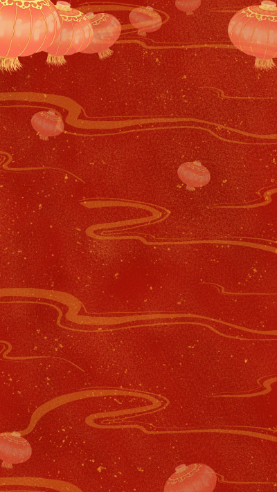 中国风红灯笼云烟金色点点闪粉背景