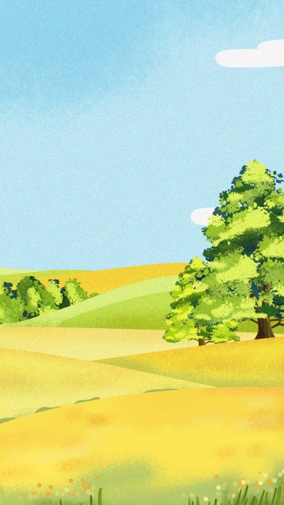 春季蓝天草地大树背景