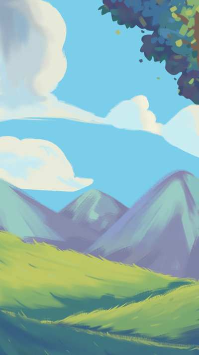 春天野外草地高山白云背景