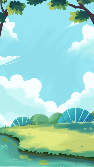 野外池塘河边春游蓝天白云背景