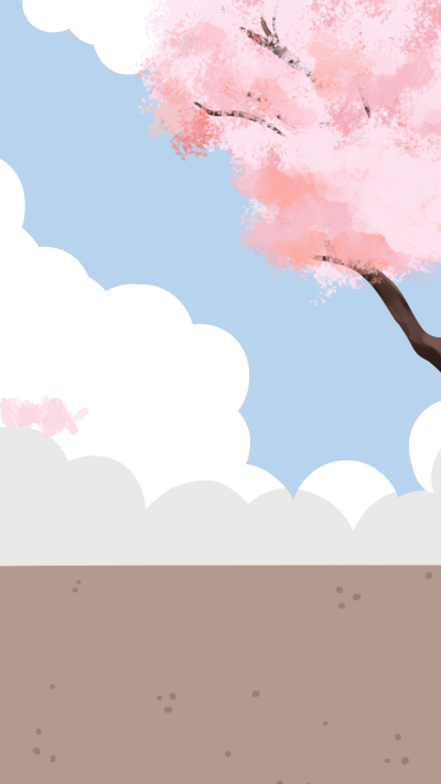 樱花树蓝天白云背景