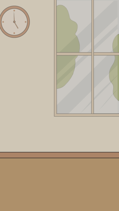 室内钟表窗户绿树背景