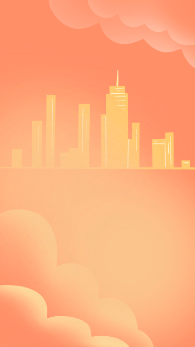 橙色城市剪影背景