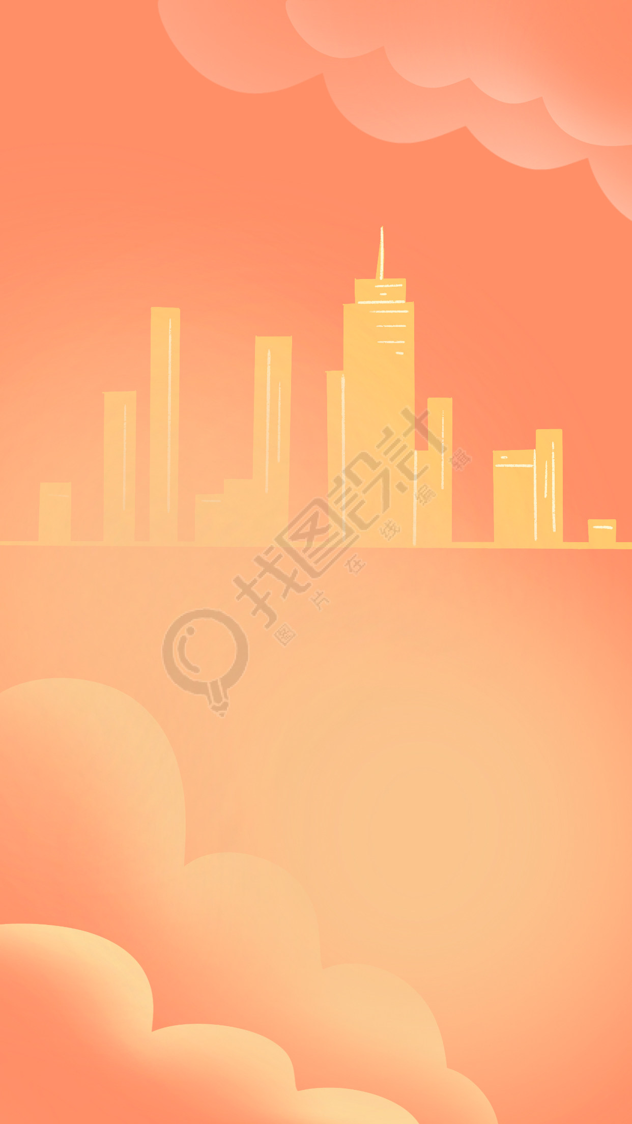 橙色城市剪影背景