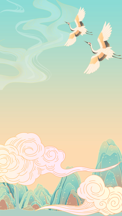 国风渐变山鹤背景