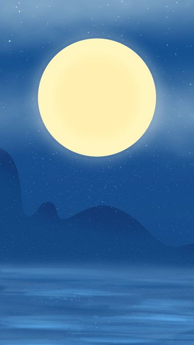 圆月云雾星空背景