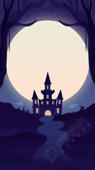 月亮城堡背景万圣节背景幽灵古堡