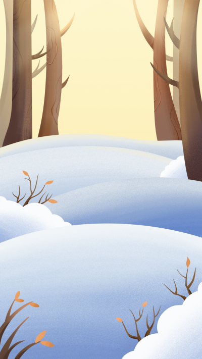 雪地树林卡通背景