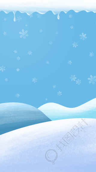 蓝色雪地冬季小雪背景