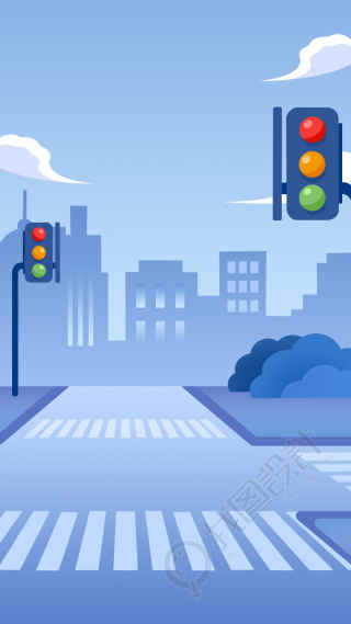 交通红绿灯城市马路背景