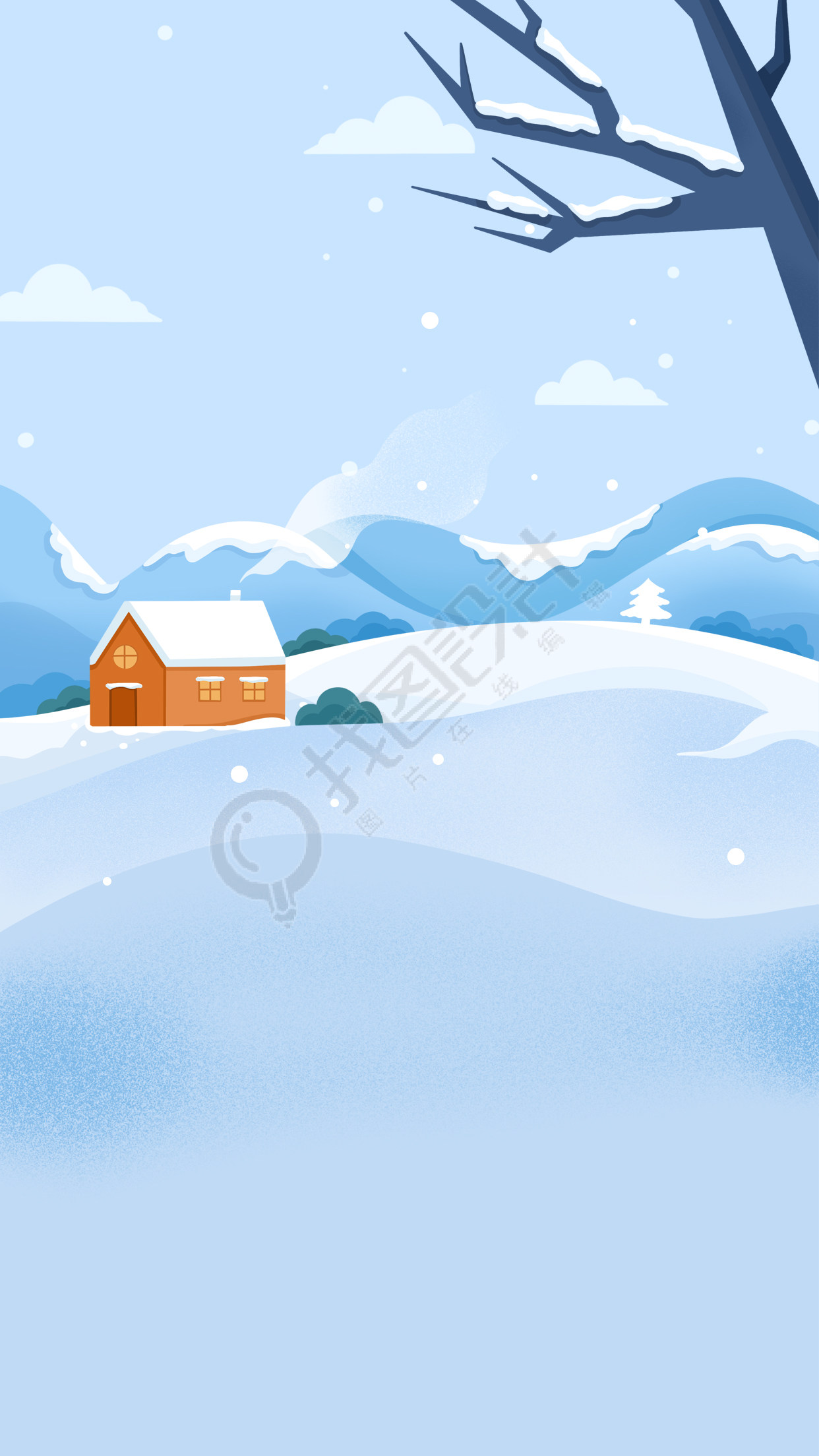 冬季雪地房屋积雪雪景背景图