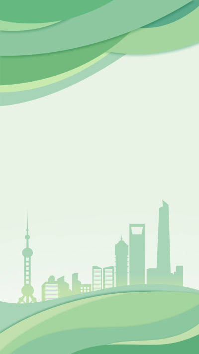 绿色色块城市建筑剪影背景