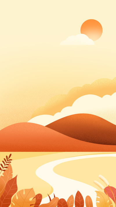 黄昏下远山小路大叶植物背景