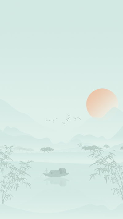 浅色古风水墨画江边渔船背景