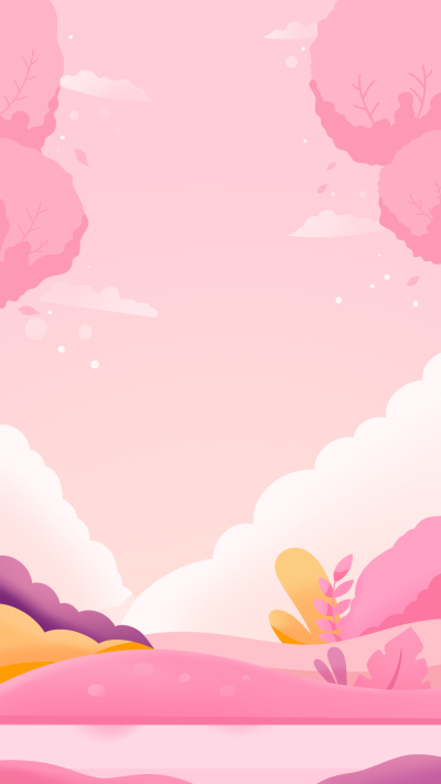 简约手绘唯美粉色风景背景