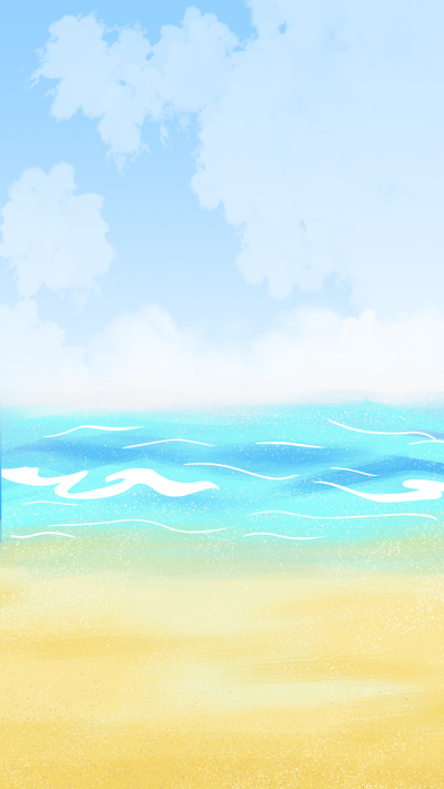蓝天白云海边沙滩小清新背景