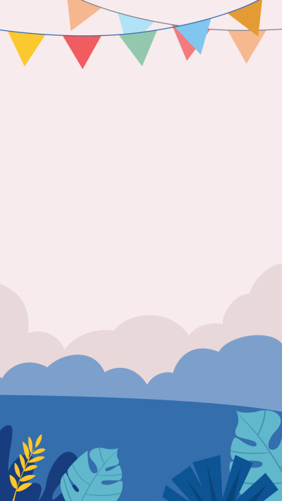 儿童节彩色小旗唯美背景