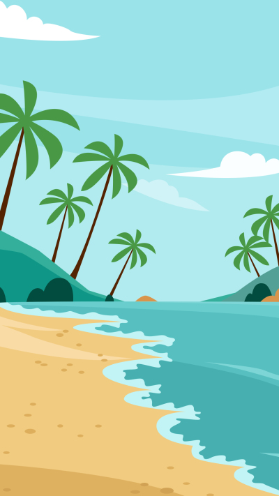 夏天海边沙滩椰子树美景背景