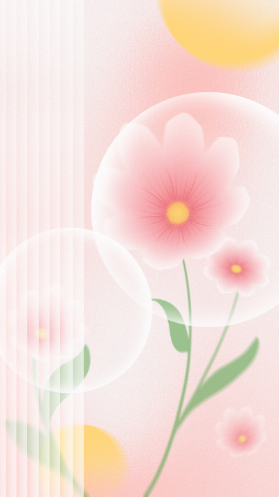 弥散风粉嫩小花白色线条背景图