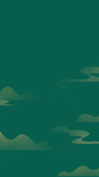 浅黄色祥云墨绿色背景