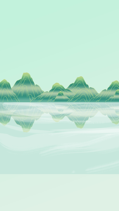 国潮风远山湖泊倒影背景