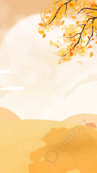 创意设计金秋黄色树叶风景背景