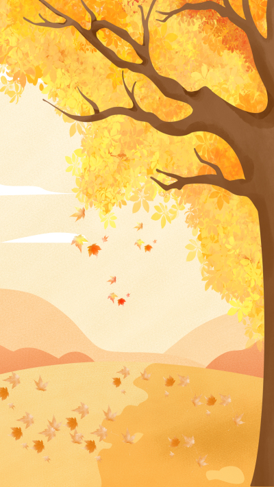 大树秋季黄叶变黄唯美风光背景