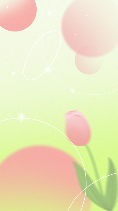 弥散风绿色渐变粉色郁金香背景