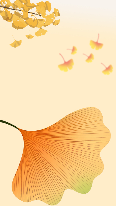 手绘金黄色银杏叶创意深秋背景