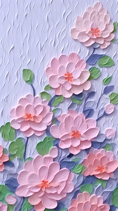 小清新粉色立体花朵紫色背景