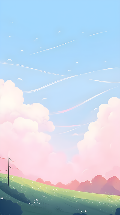 梦幻黄昏粉色白云背景