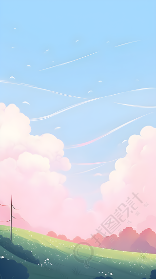梦幻黄昏粉色白云背景