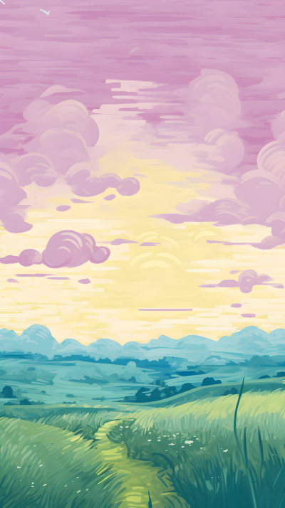紫色天空夏日美景创意设计背景