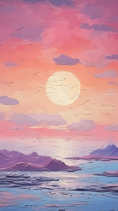 户外美景海边夕阳橙色天空背景