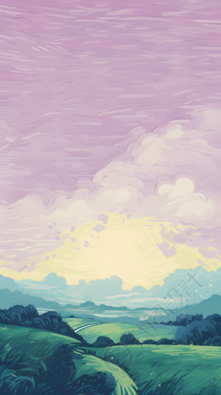 漫画风格紫色天空背景