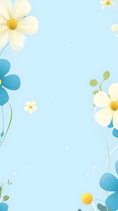 唯美花朵蓝色小清新背景