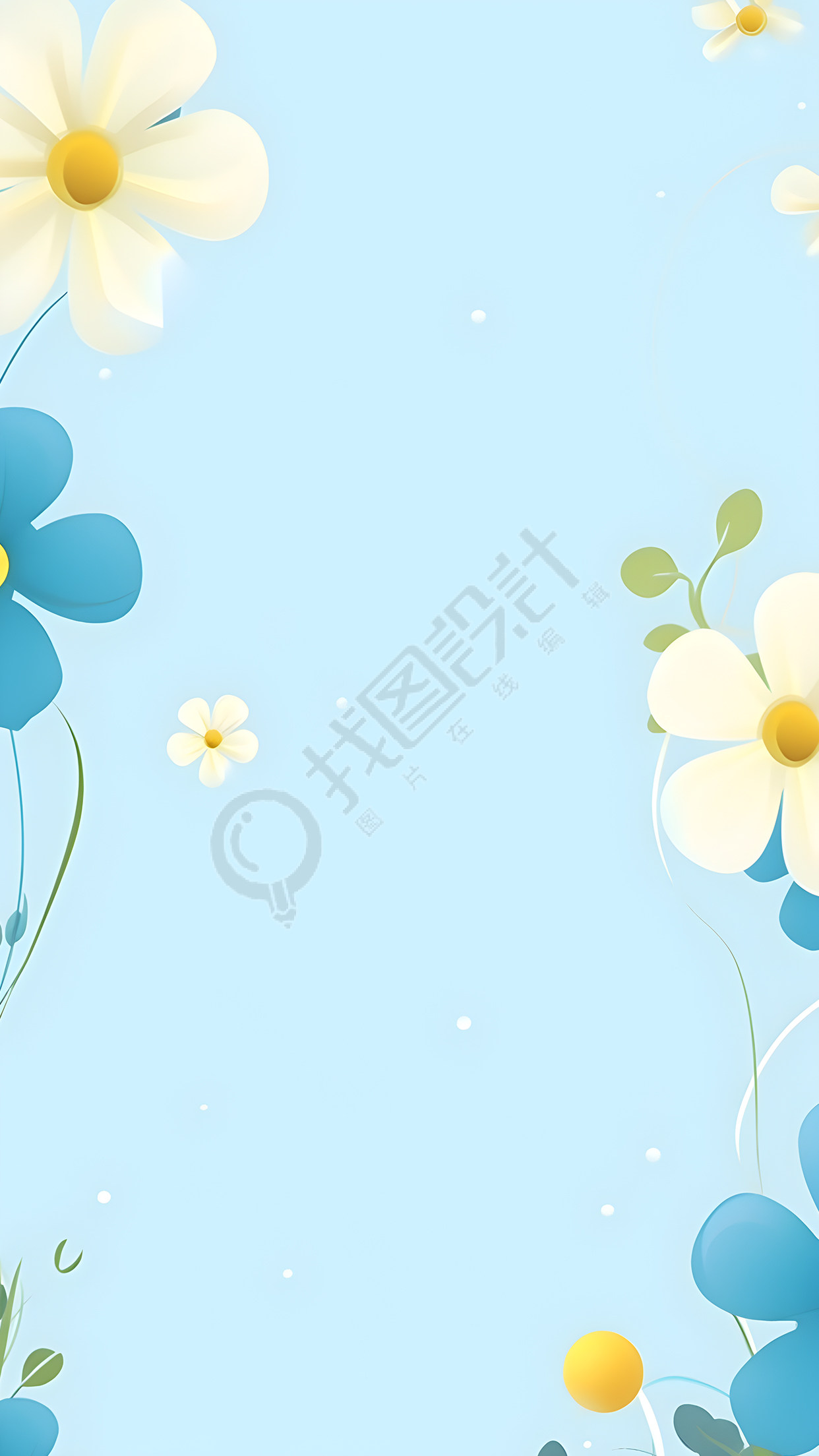 唯美花朵蓝色小清新背景