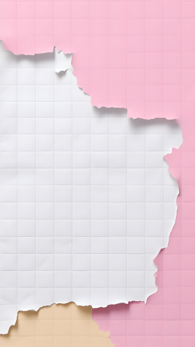 被撕开的白色网格纸背景