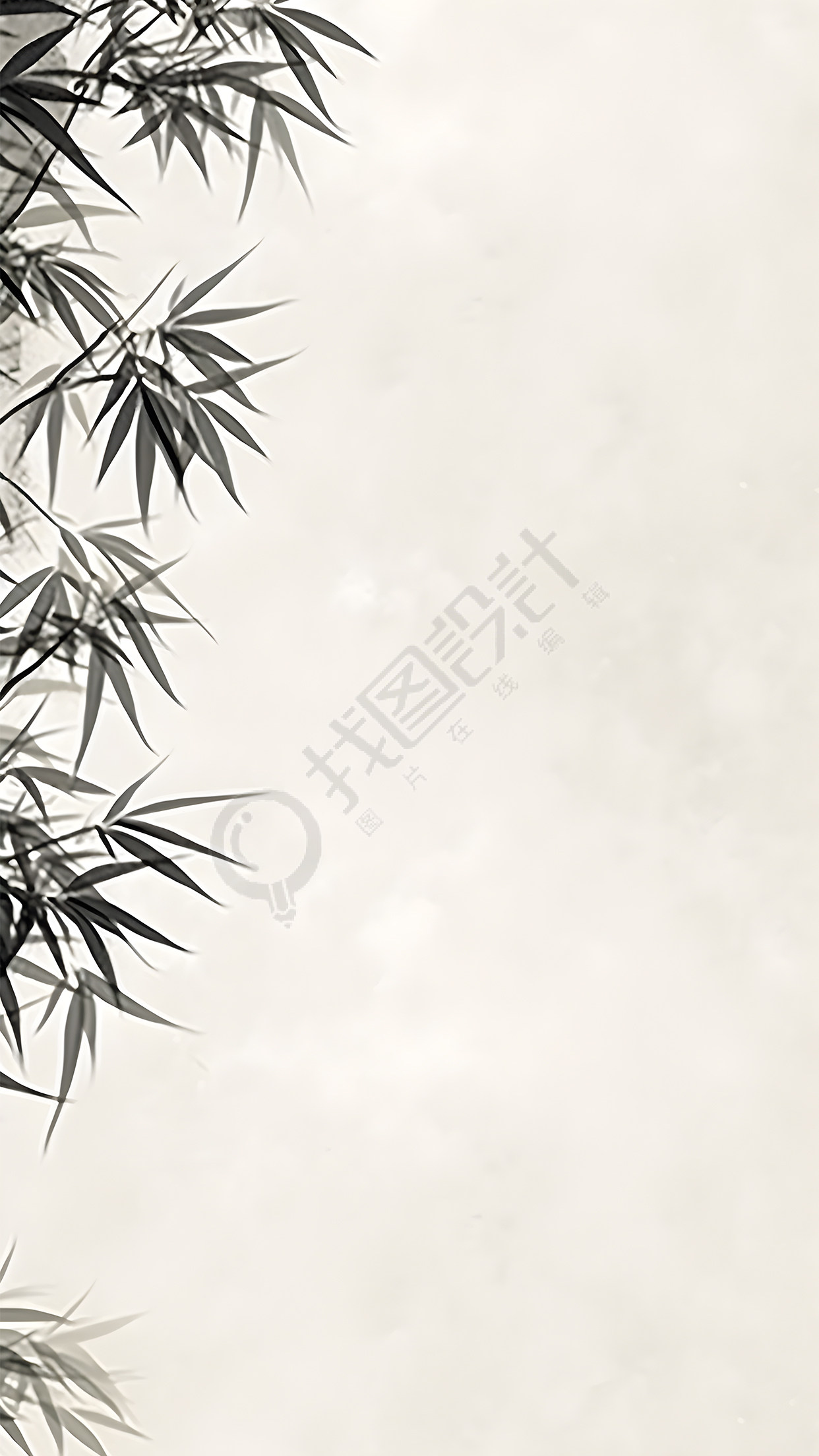 画满竹叶的白色画纸背景