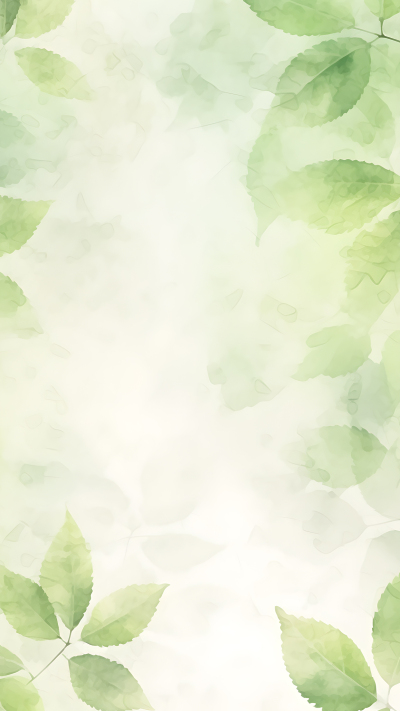 水彩画浅绿色叶子简约背景