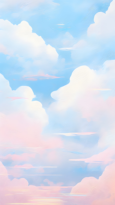 唯美蓝天白云粉色光晕背景