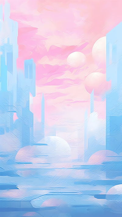 蓝粉色未来科技城背景