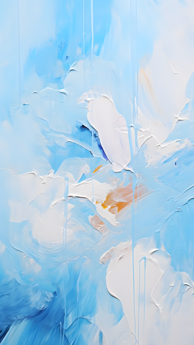 油画风格蓝底白色颜料背景