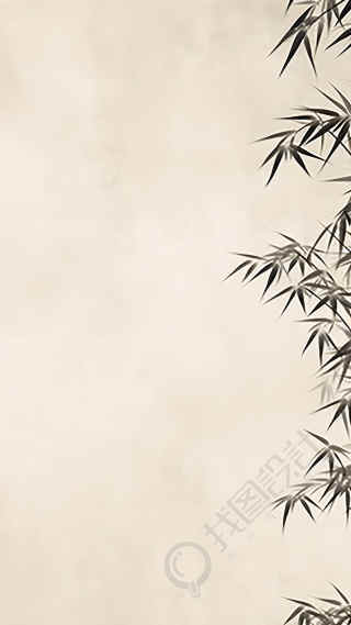 米黄色画纸画满水墨竹叶背景