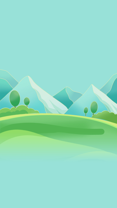 蓝色山川绿色草坪创意背景